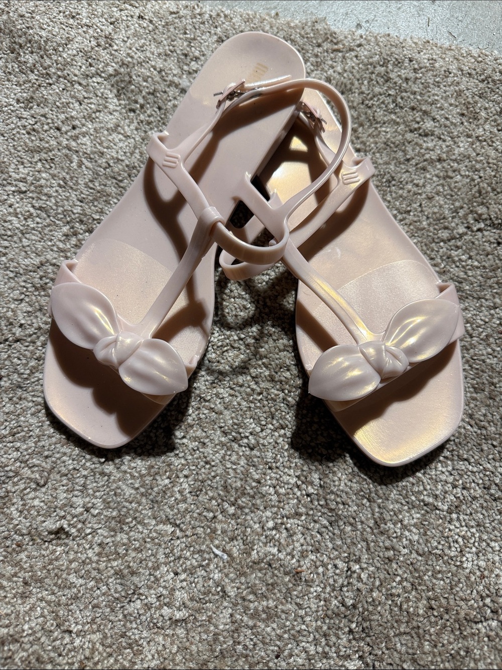 Melissa Women’s T-Strap Bow Sandals in Pale Pink